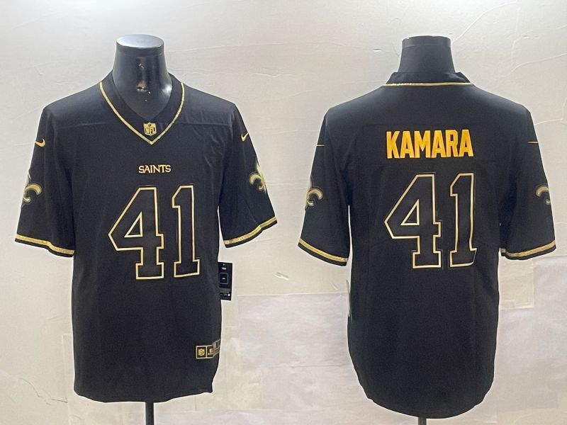 Men New Orleans Saints #41 Kamara Black Gold Throwback 2024 Nike Limited NFL Jersey style 1->new orleans saints->NFL Jersey